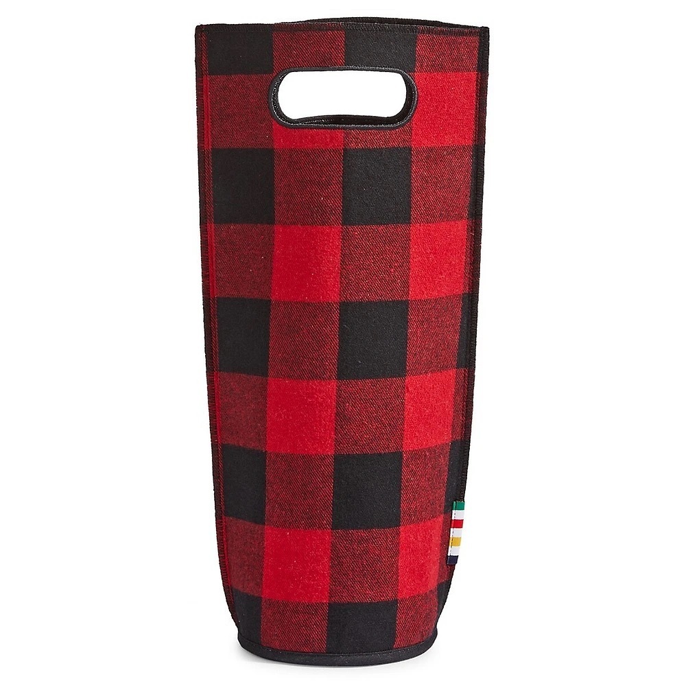 Hudson’s Bay Company HBC Stripes Racing Red Buffalo Check Wine Tote